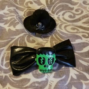 🦇Frankenstein hair bow and tiny hat clip bundle